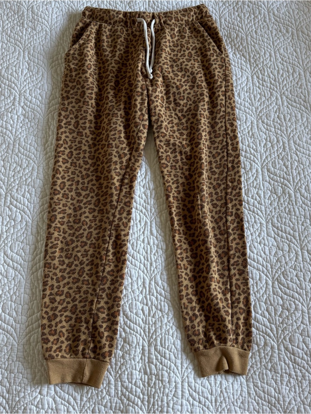 Alternative Apparel Brown Leopard Print Joggers with Tan Accents